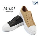 セール価格 Mu21 スリッポン レディース スニーカー 紐なし 本革 幅広 3E ローカット シンプル ラクチン 歩きやすい 厚底 3cm[FOO-DM-M2...