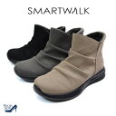 SMART WALK ブーツ レディース ショートブーツ スエード くしゅくしゅ 撥水 歩きやすい 指圧 足ツボ 秋冬 3cm[FOO-JFC-6004]