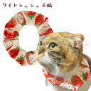 手作り 猫 首輪【ワイドシュシュ首輪 大きな苺】猫用 猫用首輪 猫首輪 犬首輪 おしゃれ ストレス フリー 軽量 安全 かわいい 可愛い 子猫 成猫 ハゲない ...