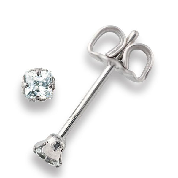 【MARE】ピアス Square Princess Star Cut 2.5mm CZ+PT/IP 82.CZwhite