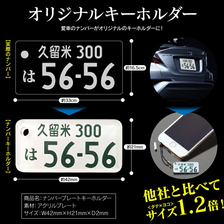 【普通郵便/送料無料】 トヨタ ナンバープレート キーホルダー ホンダ スズキ 日産 ダイハツ 三菱 マツダ スバル ナンバーキーホルダー ナンバープレートキーホルダー おしゃれ かわいい 自動車 鍵 スマートキー 車 名入れ 1000円ポッキリ 【受注生産】