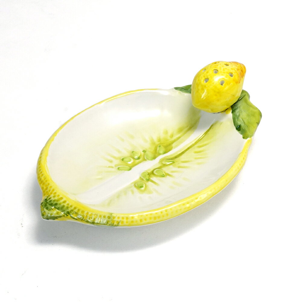 Rakuten - 【アウトレット】 イタリア製 食器 陶器製 レモン トレイ LEMON プレート 平皿 小皿 ティータイムのお供に レモンティ ヨーロッパ 檸檬 カフェ イタリア ピックスタンド付き 洋食器 テーブルウェア 南欧 レモン柄 黄色 europe_plum bre-204le_b3