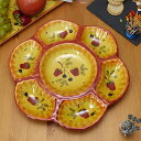 ポルトガル製 陶器 オードブルプレート ストロベリー柄 手描き カフェ食器 オードブル皿 φ33cm 洋食器 テーブルウェア 南欧 europe_plum pf...