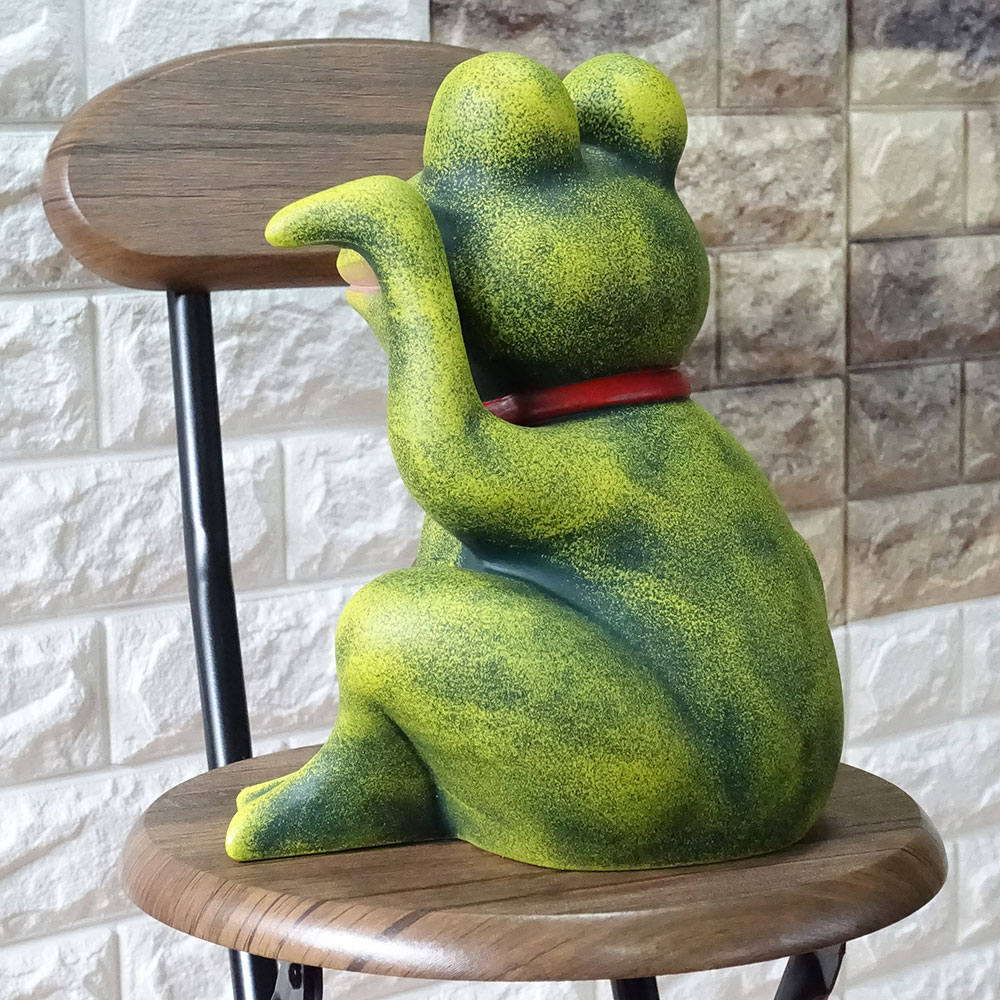 スーパーSALE 50% OFF 数量限定 ポルトガル製 緑 招きかえる 幸せを呼ぶ 開運 カエルグッズ 招福 玄関 置物 テラコッタ製 幸運 ヨーロッパ ガーデン オブジェ 28cm アンティーク調 インテリア ラッキーアイテム 陶器製 蛙? europe_plum pto-1000g-n