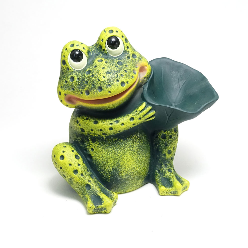 【アウトレット】 ポルトガル製 緑 かえる 幸せを呼ぶ 開運 カエルグッズ 置物 テラコッタ製 ヨーロッパ ガーデン オブジェ 23cm 【まいどカエル】 アンティーク調 インテリア ラッキーアイテム 陶器製 蛙? europe_plum pto-1379g_b1