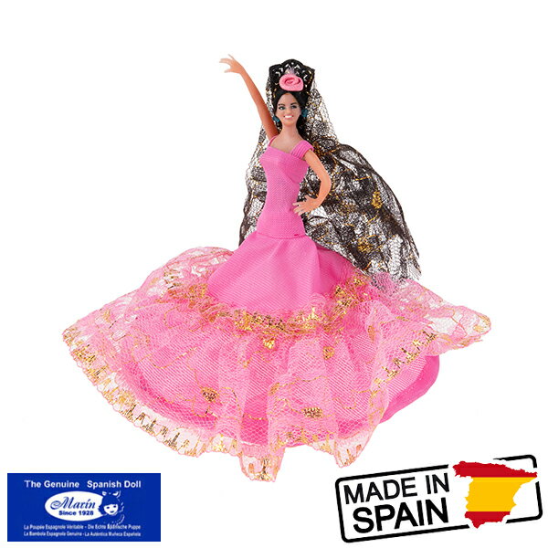 スーパーセール 30% OFF スペイン製 フラメンコドール フラメンコ衣装 ピンク 人形 Marin社 バイラオーラ ハンドメイド マリン フラメンコ人形 スペイン旅行 アンダルシア お土産 セビリアーナ sma-712p