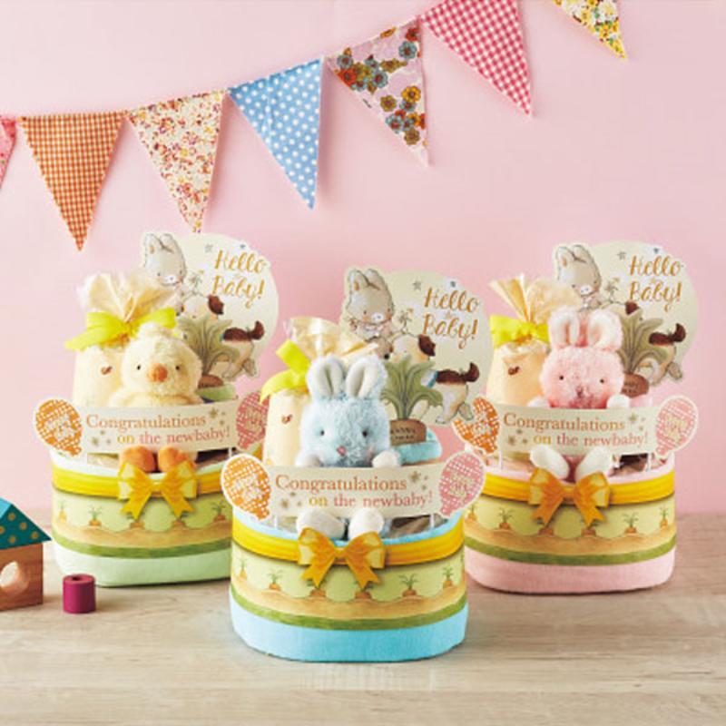 【春ギフト】バニーズバイザベイおむつケーキ2段　ブルー贈り物 プレゼント お祝い 出産