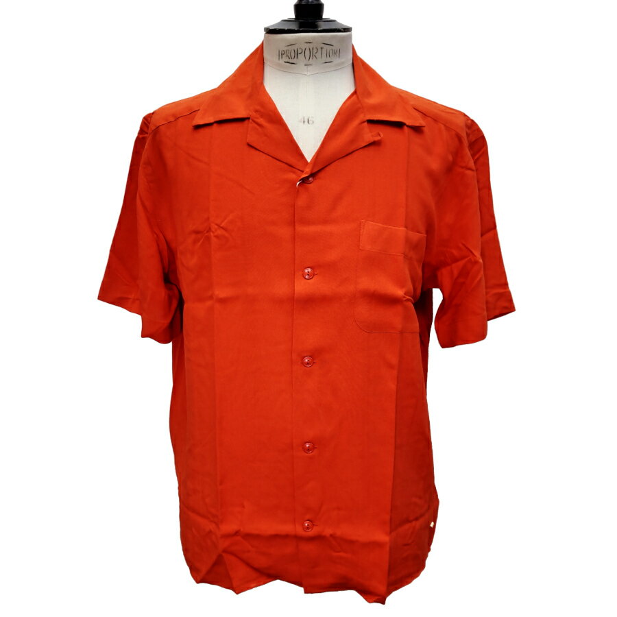 【新入荷】RIVIERAS（リヴィエラ）オープンカラー シャツ 半袖 メンズ EU製 RE411001-30 オレンジ レーヨン フランス