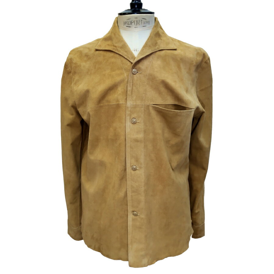 【新入荷】RIVIERAS（リヴィエラ）シャツジャケット 本革スエード メンズ EU製 RE411007-10 ベージュ フランス