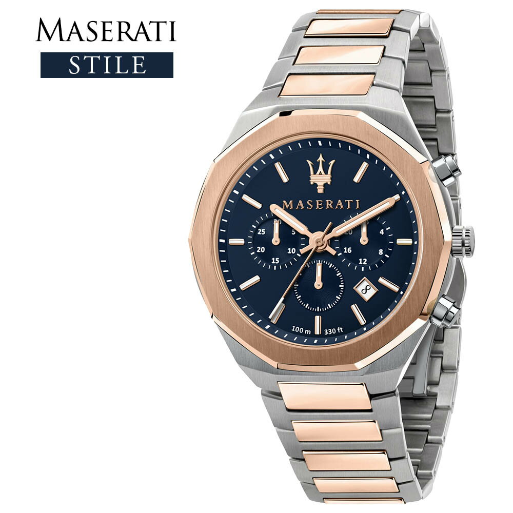 【10%OFF CP 5/18 0時～】マセラティ MASERATI メンズ 腕時計 スティーレ STILE クロノグラフ 時計 ローズゴールド シルバー ブルー メ..