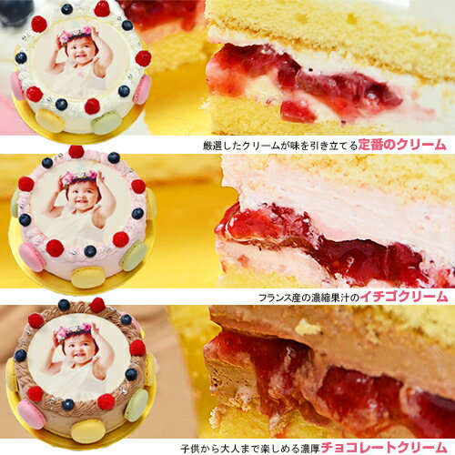 写真ケーキ お祝い シェリーブラン マカロン 写真ケーキ5号サイズ直径15cm 4 6名用サイズ ケーキ は絶品マカロンでかわいくデコレーション生クリーム イチゴクリーム チョコクリームの3種類から選べる写真ケーキ 代購幫