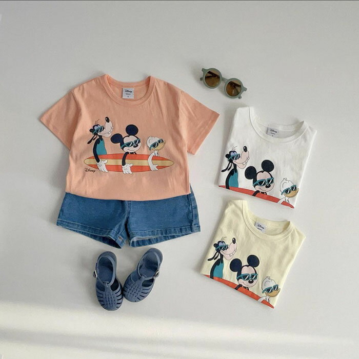 韓国子供服 半袖Tシャツ MICKEY ミッキーマウス グーフィー ドナルドダック サーフ...