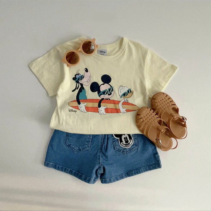 韓国子供服 半袖Tシャツ MICKEY ミッキーマウス グーフィー ドナルドダック サーフ...