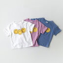 韓国子供服 半袖Tシャツ SMILE スマイル カラフルT スマイル3 ニコチャン ホワイト パープル ブルー 90 100 110 120 130 140 150 プリントT 子供用 女の子 男の子 ベビー お洒落 カワイイ【追跡可能メール便無料】