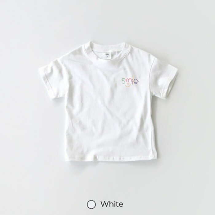【FA SALE】【30％OFF】韓国子供服 半袖Tシャツ Smile スマイル カラフルT ワンポイント ニコチャン 手書き風 ロゴT ホワイト ライムグリーン ブルー 90 100 110 120 130 140 150 プリントT 女の子 男の子 ベビー お洒落 カワイイ【追跡可能メール便無料】