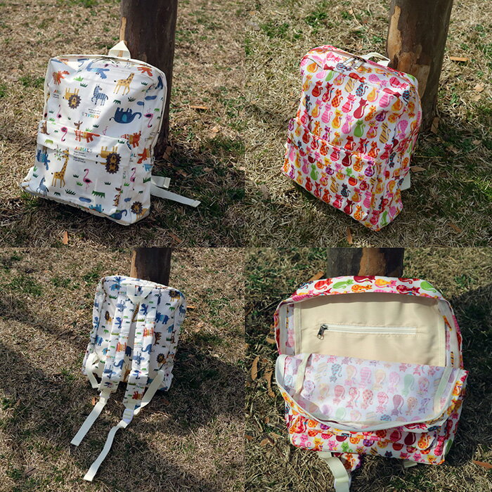 【SALE】【30%OFF】韓国子供服 子ども用リュックサック 防水加工リュック ラミネート加工リュック スクエア型 リュックサック バックパック コーティング加工 塩化ビニールラミネート加工 防水加工 動物柄 ネコ柄 通園用 レッスンバッグ 遠足バッグ 可愛い【あす楽】
