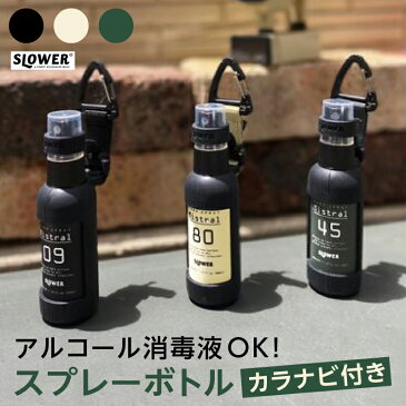 スプレーボトル アルコール対応 ホルダー 携帯 カラビナ ストラップ付 黒 ブラック おしゃれ 50ml 持ち歩き かっこいい　霧吹き 通学 ランドセルに常備 リュックに