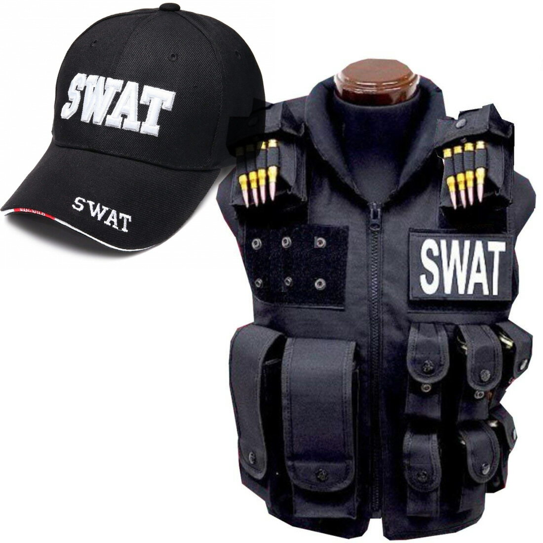 SWAT コスプレ SWAT ベスト USJ コスプレ ホラーナイト タクティカルベスト キャップ セット