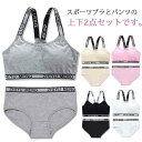 ジュニア向け 女の子 無地 ショーツ 子供 インナー 2点セット カップ付き 子供 リブ英字ロゴ 子供用下着 スポーツブラ 12才〜16才 肌着 レディース ア...