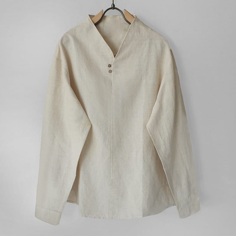 チャイナ服 シャツ メンズ 男性用 チャイナシャツ 長袖 Vネック プルオーバースタイル 薄手 カジュアル 中華風 春夏【送料無料】