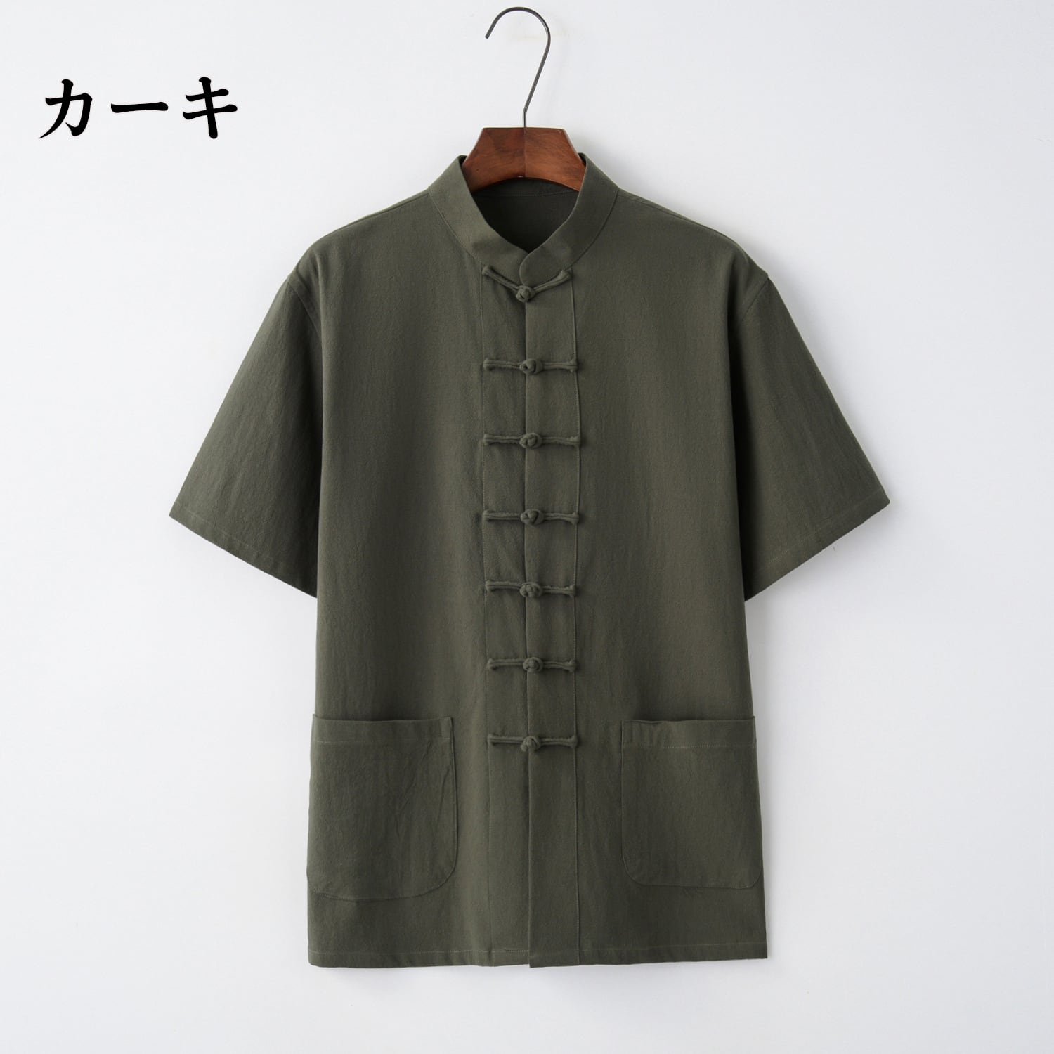 チャイナ服　マオカラー　ジャケット　モスグリーン　カーキ チャイナ服 マオカラー ジャケット モスグリーン カーキ - メルカリ