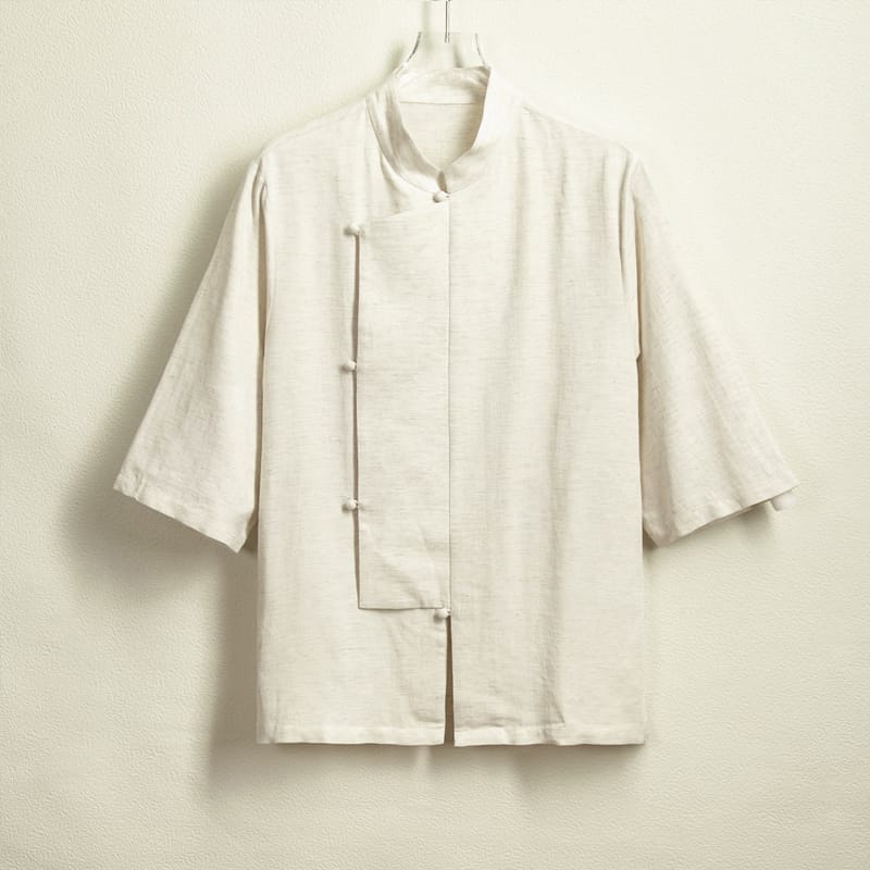 楽天チャイナカジュアル 楽天市場店チャイナ服 チャイナシャツ 中華風 メンズ 男性用 5分袖 トップス チャイナボタン 立ち襟 斜めラペル 漢服 夏 【送料無料】