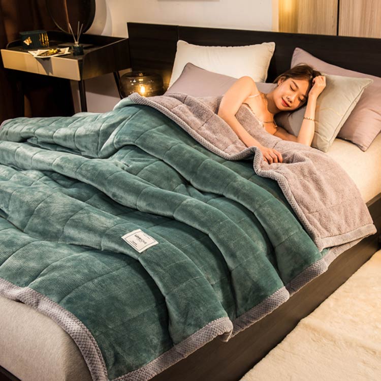 毛布 合わせ毛布 3層 厚手 ウォッシャブル 中綿入り 毛布 あったか フランネル シープボア 掛け毛布 暖かい 三層構造 布団 寝具 ふわふわ 秋 [2]
