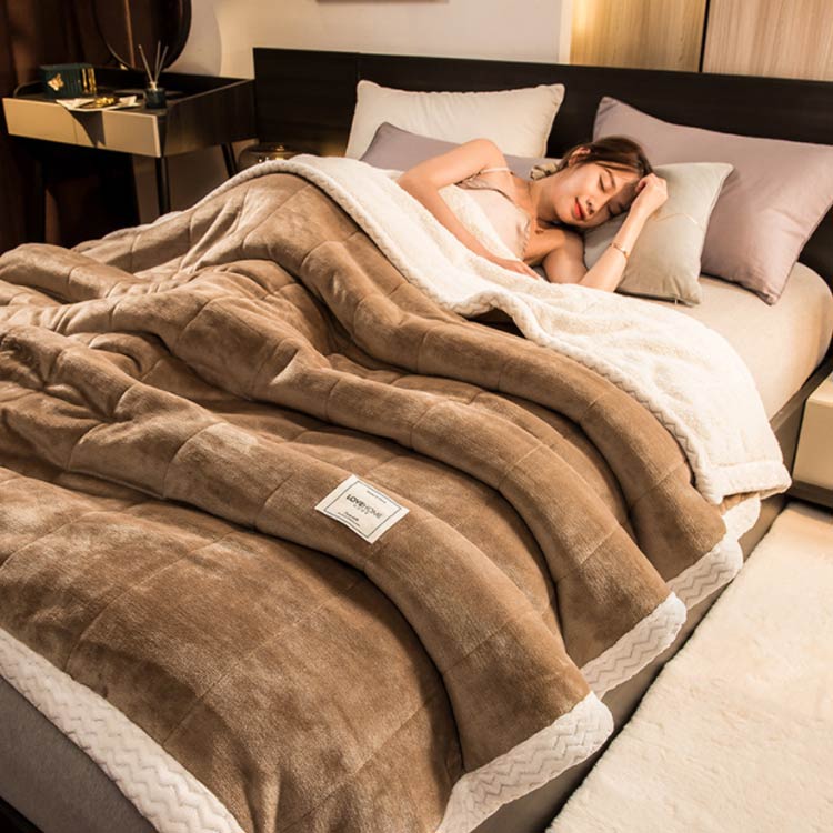 毛布 合わせ毛布 3層 厚手 ウォッシャブル 中綿入り 毛布 あったか フランネル シープボア 掛け毛布 暖かい 三層構造 布団 寝具 ふわふわ 秋 [3]