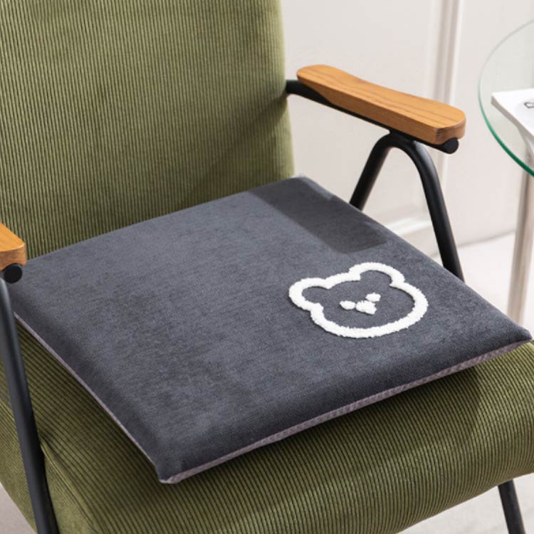 チェアパッド ウレタン中材 2個セット 低反発 チェアパッド チェアクッション 40×40cm 座布団 クマ 厚手 滑り止め マット 熊 かわいい ナチュラル くすみカラー オールシーズン 体圧分散 リビング [2]