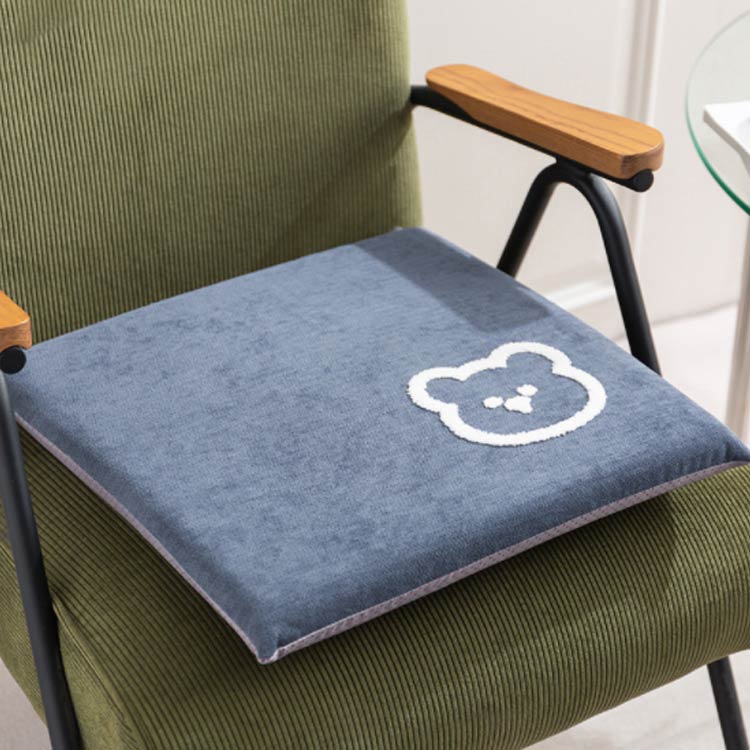 チェアパッド ウレタン中材 2個セット 低反発 チェアパッド チェアクッション 40×40cm 座布団 クマ 厚手 滑り止め マット 熊 かわいい ナチュラル くすみカラー オールシーズン 体圧分散 リビング [3]