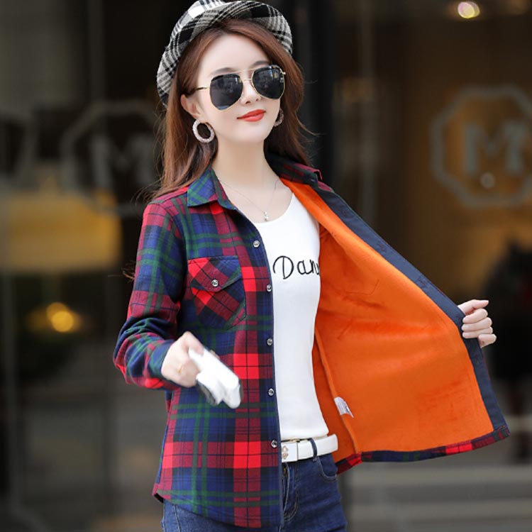 暖か カジュアルシャツ スリム タイト 裏起毛...の紹介画像2