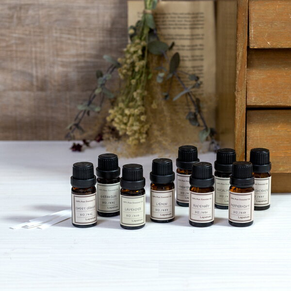 【送料無料】アロマテラピー検定 2級 香り試験対象精油9種セット（10ml x 9本)試験後も使えるたっぷりの10ml瓶！ムエット9枚付き Lapature 芳香剤 プレゼント 父の日