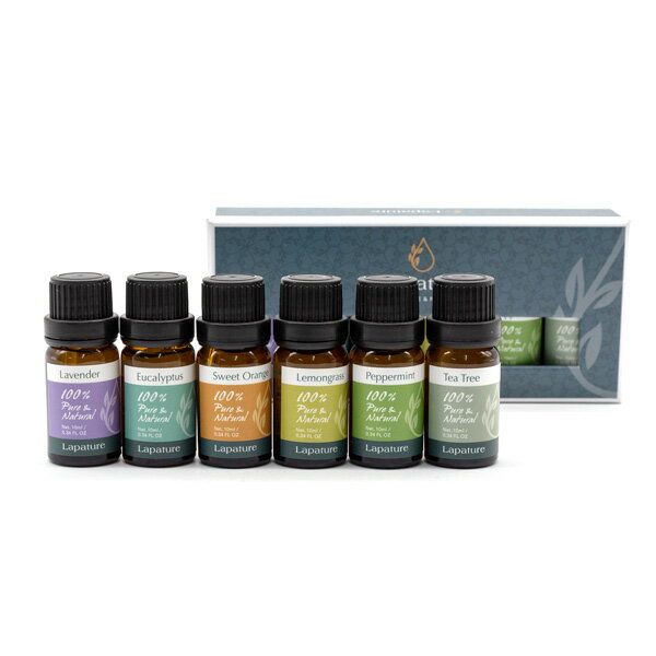 【着後レビューで精油1瓶プレゼント】Lapature 100% PURE ＆ NATURAL エッセンシャルオイル 10ml 6種 ギフトボックス バレンタイン プレゼント ラッピング無料格安通販　バレンタイン　人気　ランキング