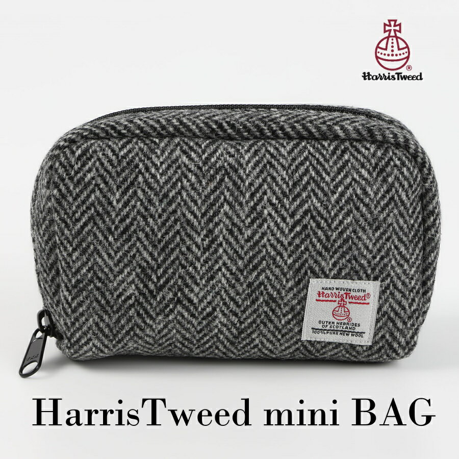 Harris Tweed mini Bag ハリスツイード ミニバッグ｜グレイヘリンボーン ｜ ポーチ ｜ ペンケース ｜ アウトドアのサムネイル