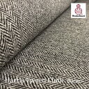 Harris Tweed（ハリスツイード）生地 ／LightGrayヘリンボーン｜生地巾150cm｜カット販売｜ネームラベル付き