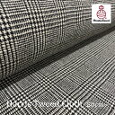 Harris Tweed(ハリスツイード)生地 /Black × White Glen チェック|生地巾150cm|カット販売|ネームラベル付き