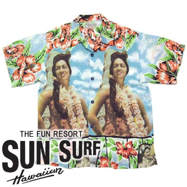 SunSurf スペシャルエディション [SS34660] 2009年モデル PHOTO HULA MODEL アロハシャツ WALTAH CLARKE'S ブルー(125)