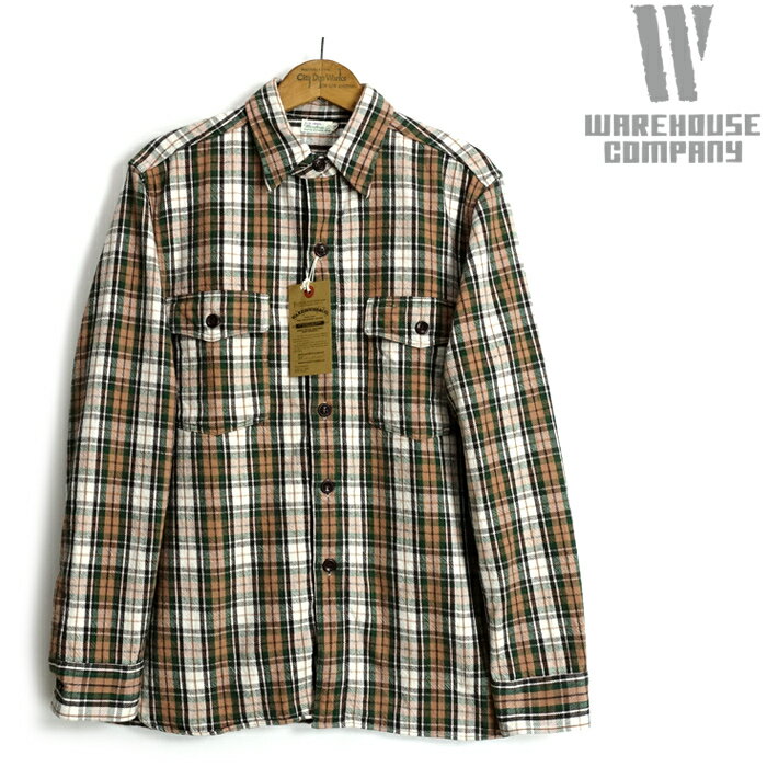 ウエアハウス WAREHOUSE  長袖 チンストラップ フランネルシャツ H柄 FLANNEL SHIRTS WITH CHINSTRAP 日本製