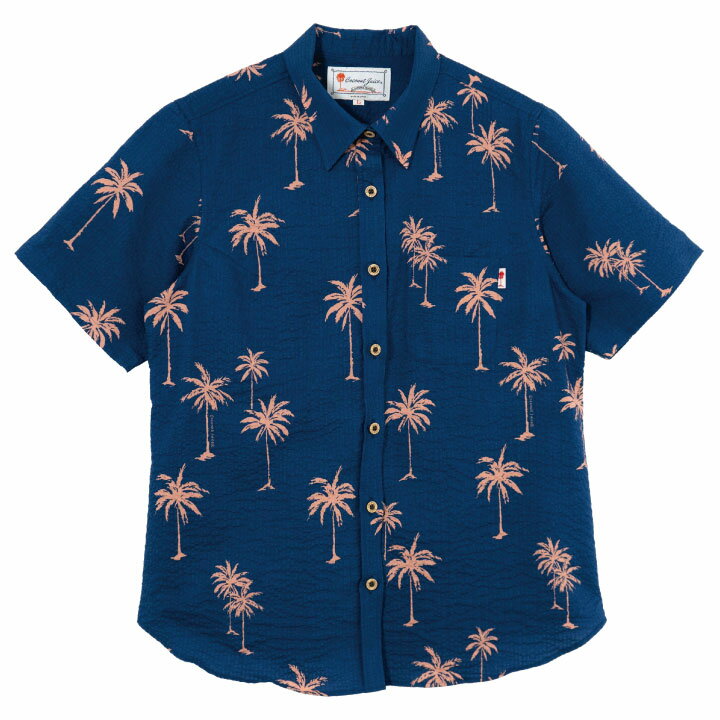 かりゆしウェア レディースレギュラーシャツ（029）全3色 半袖 NAVY ORANGE/JL0102936