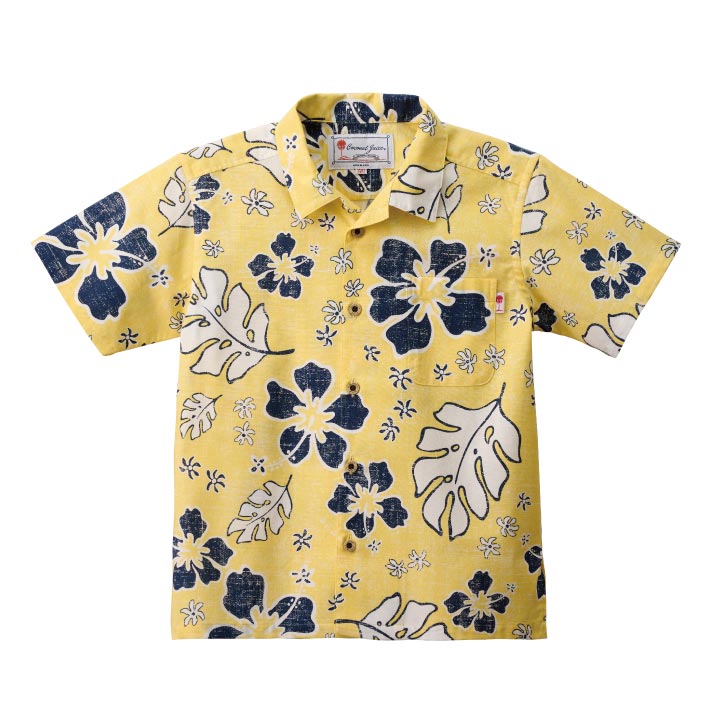 かりゆしウェア キッズオープンカラーシャツ 全7色 半袖 YELLOW/JK0304237(4)