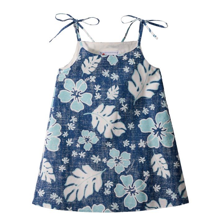 かりゆしウェア キッズワンピース 全7色 半袖 BLUE/JK1404237