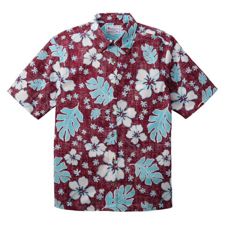 Rakuten - かりゆしウェア メンズボタンダウンシャツ 全7色 半袖 BURGUNDY/JM0204237