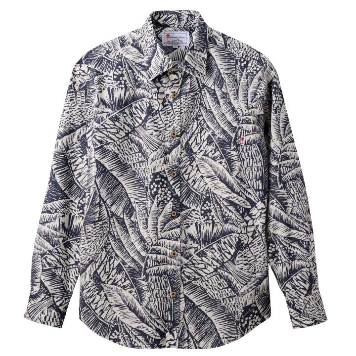 Rakuten - かりゆしウェア メンズレギュラー長袖シャツ（021）全6色 NAVY/JM0502136