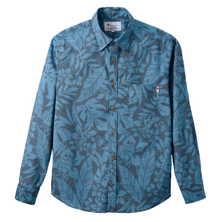 かりゆしウェア メンズ長袖シャツ レギュラーカラー 全2色 GRAY/JM0502437