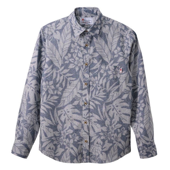 かりゆしウェア メンズ長袖シャツ レギュラーカラー 全2色 NAVY/JM0502437