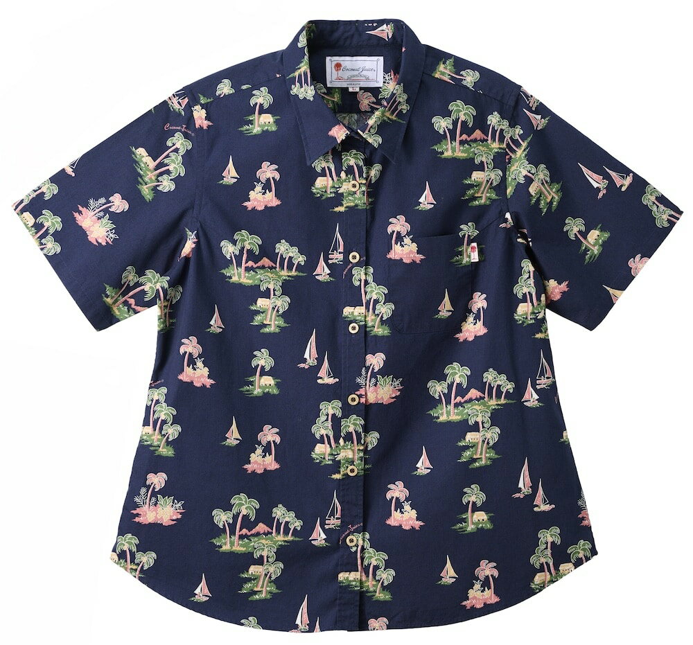 Rakuten - かりゆしウェア レディースレギュラーカラーシャツ 全2色 半袖 Navy/JL0104738NV
