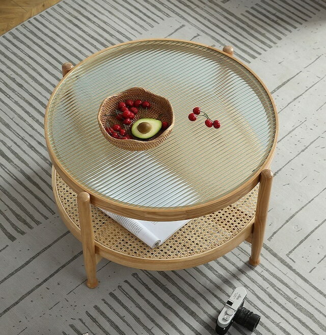 【選べる3カラー】ラタン テーブル ローテーブル リビングテーブル コーヒーテーブル センターテーブル 机 円 木製 インテリア おしゃれ ナチュラル 北欧 カ...