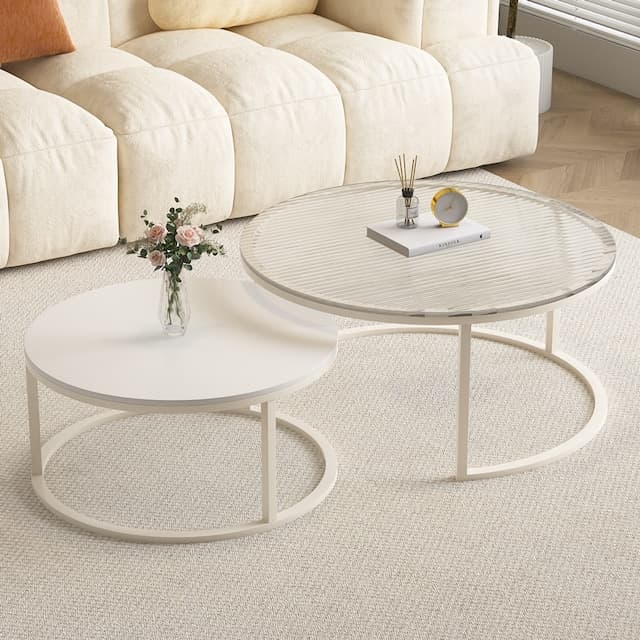 6pattern/2size/ラウンドセンターテーブル2点セット 岩盤 丸型 丸テーブル 大小セット 韓国インテリア 北欧インテリア ガラステーブル