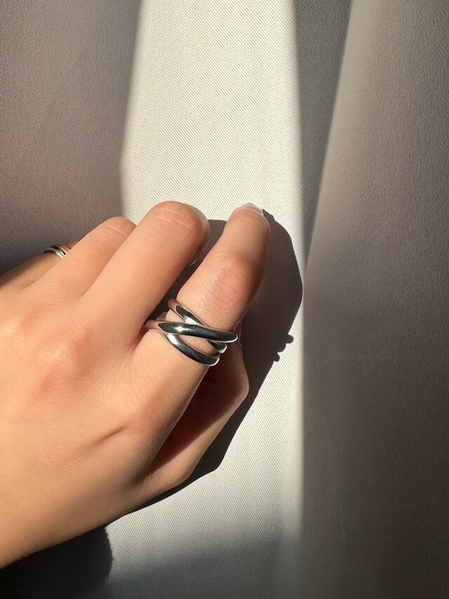 乐天商城 - ボリュームクロスリング ステンレス アレルギー対応 9号 12号 シルバー 錆びない 水に強い