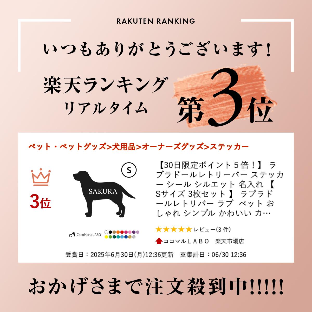 ラブラドールレトリーバー ステッカー シール シルエット 名入れ 【 Sサイズ 3枚セ...